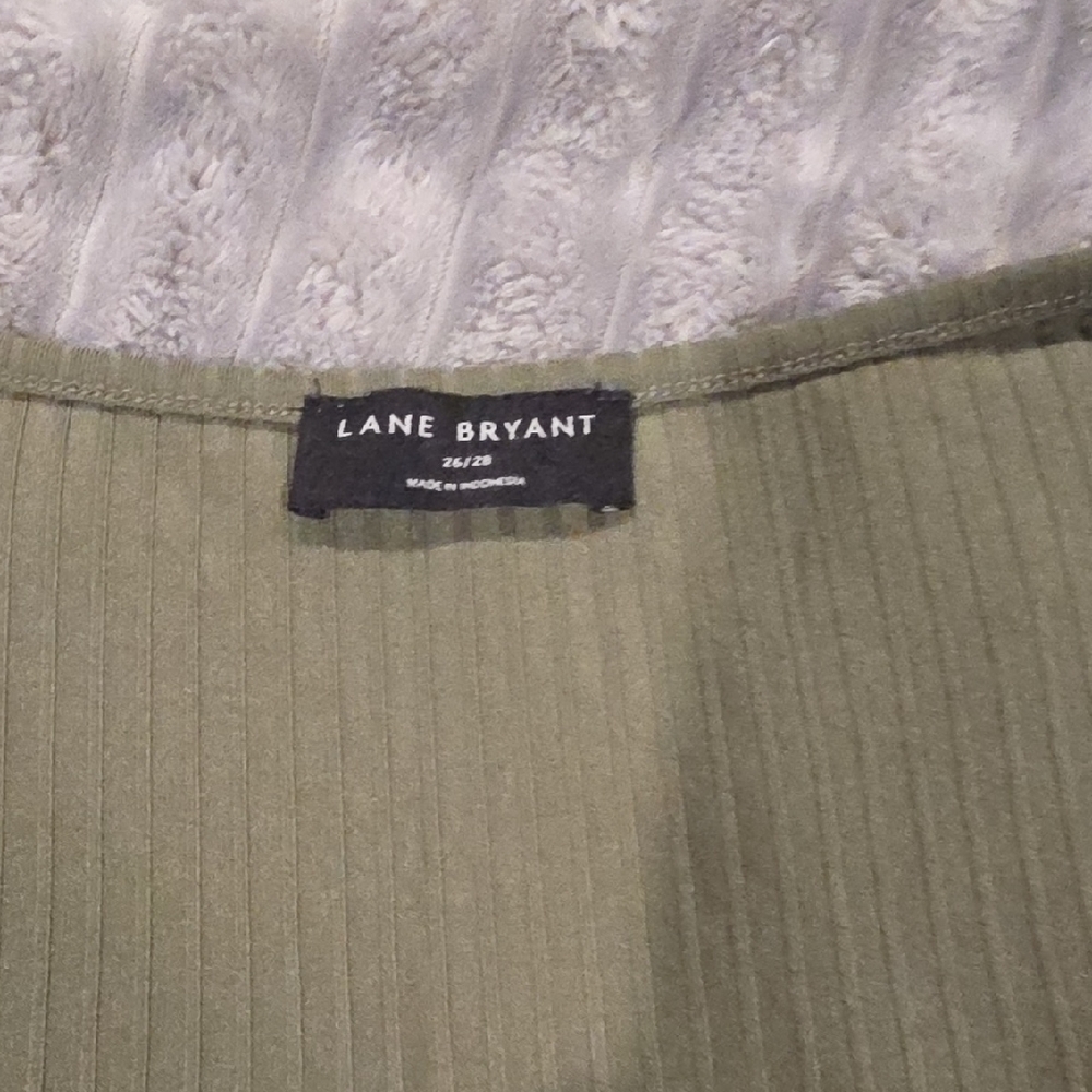 Lane Bryant Olive Ribbed Knit Top